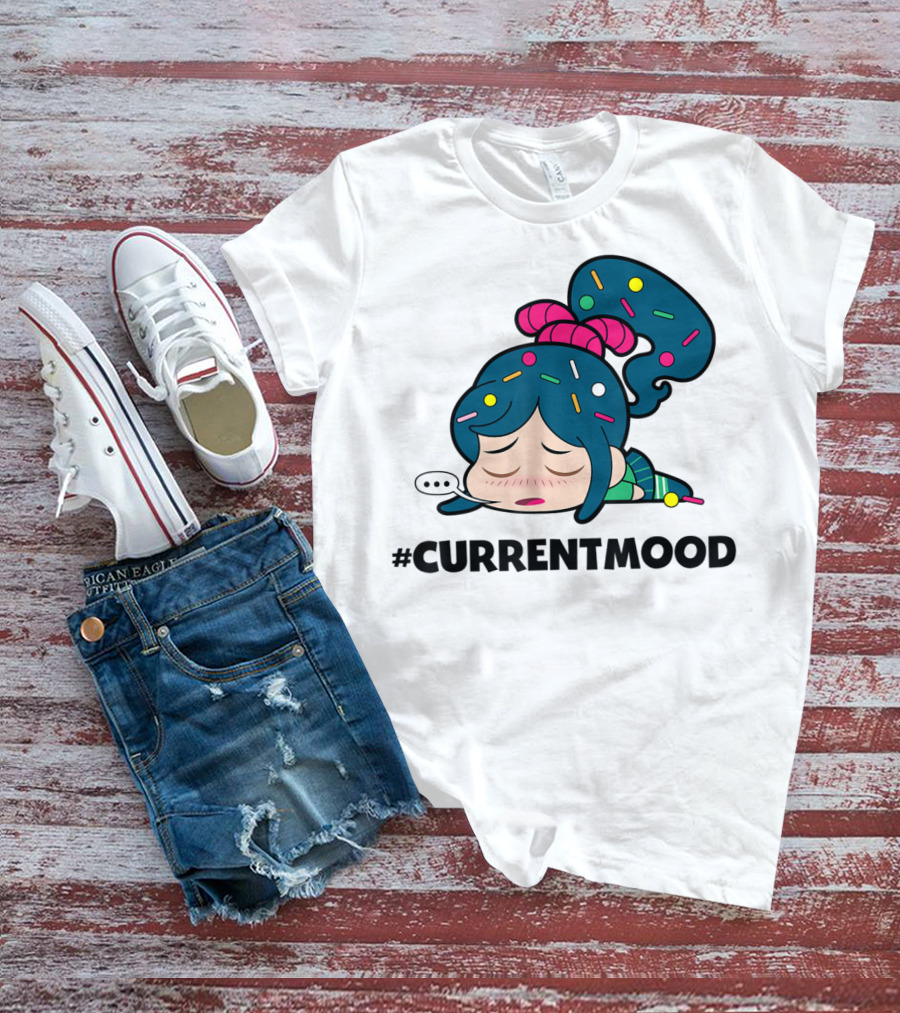 Disney Wreck It Ralph Vanellope #CurrentMood Sprinkles Hair Exhausted Expression T-Shirt