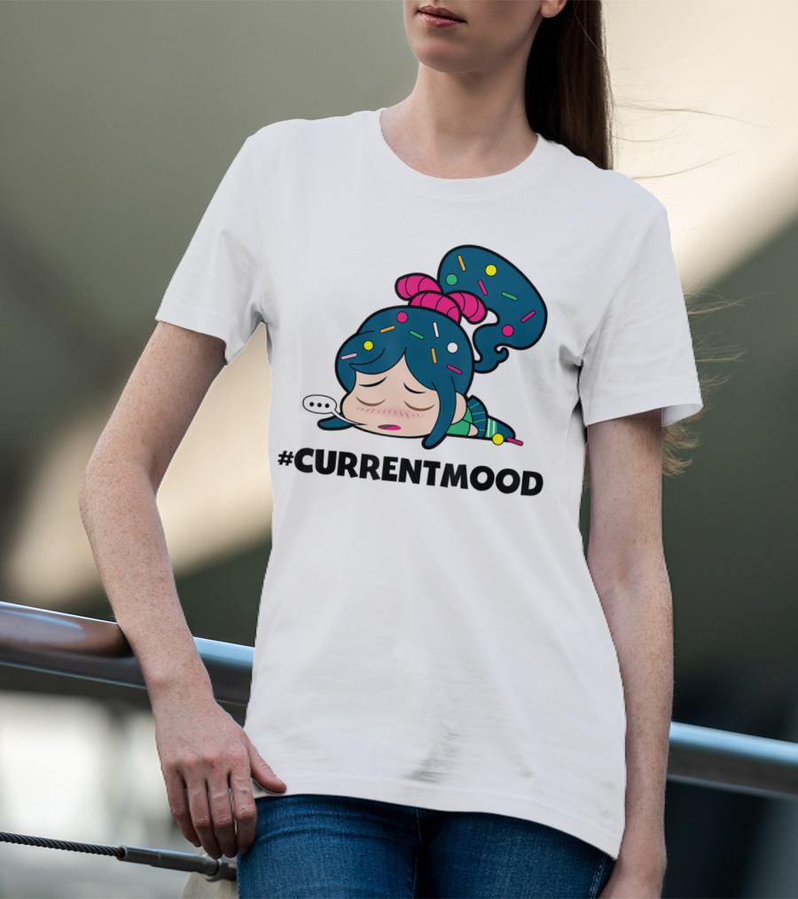 Disney Wreck It Ralph Vanellope #CurrentMood Sprinkles Hair Exhausted Expression T-Shirt