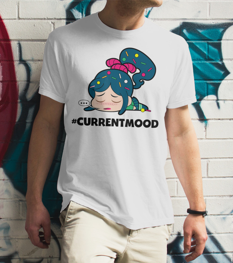 Disney Wreck It Ralph Vanellope #CurrentMood Sprinkles Hair Exhausted Expression T-Shirt