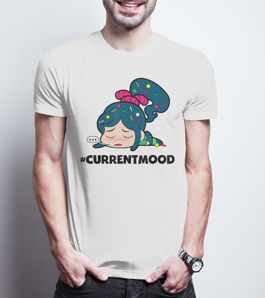 Disney Wreck It Ralph Vanellope #CurrentMood Sprinkles Hair Exhausted Expression T-Shirt