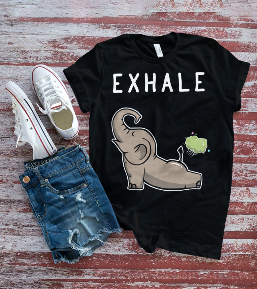 EXHALE Mens Womens Funny Elephant Lovers T-Shirt