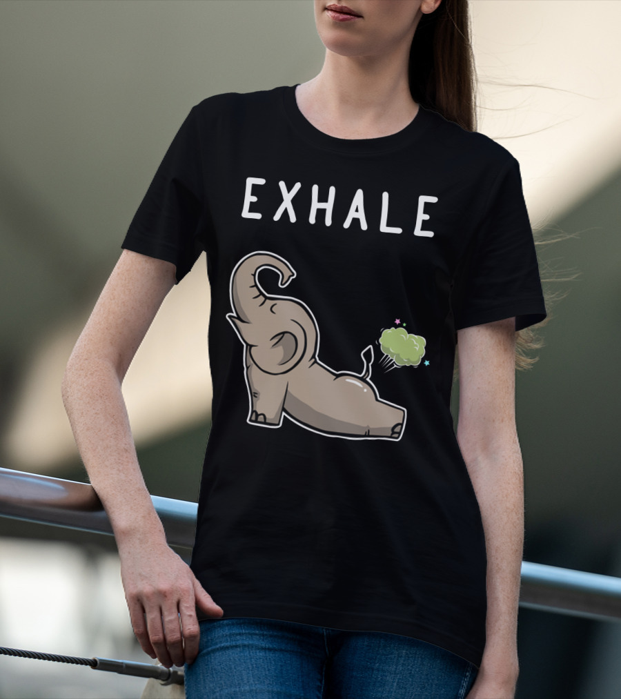 EXHALE Mens Womens Funny Elephant Lovers T-Shirt