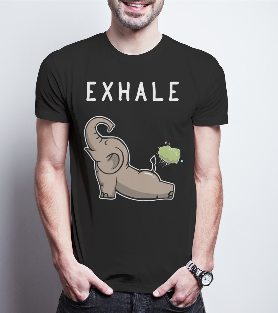 EXHALE Mens Womens Funny Elephant Lovers T-Shirt