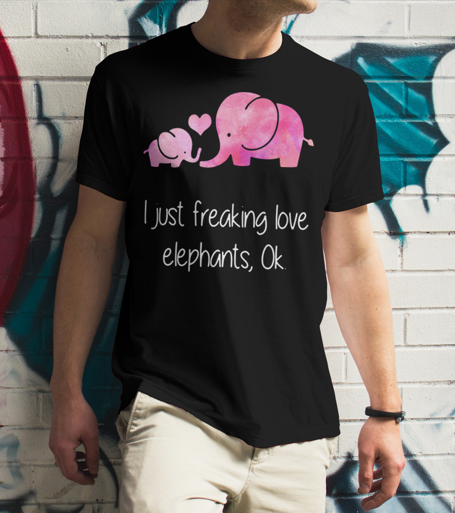 I Just Freaking Love Elephants Ok Pink Elephant Heart Design For Elephant Lovers T-Shirt