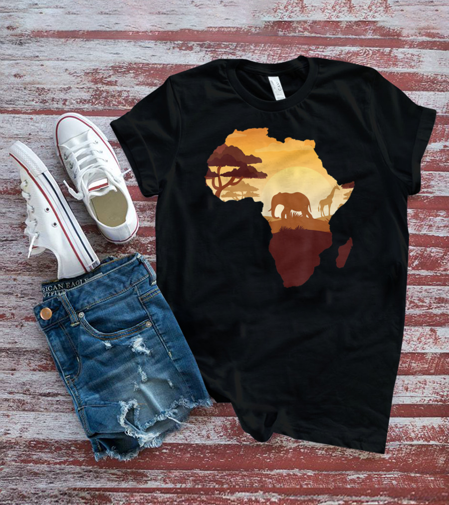 Wildlife Safari Animals Ivory Elephant Africa Silhouette Sunset T-Shirt