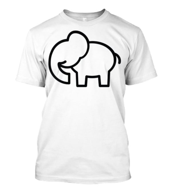 Cute Elephant Line Art Cartoon T-Shirt