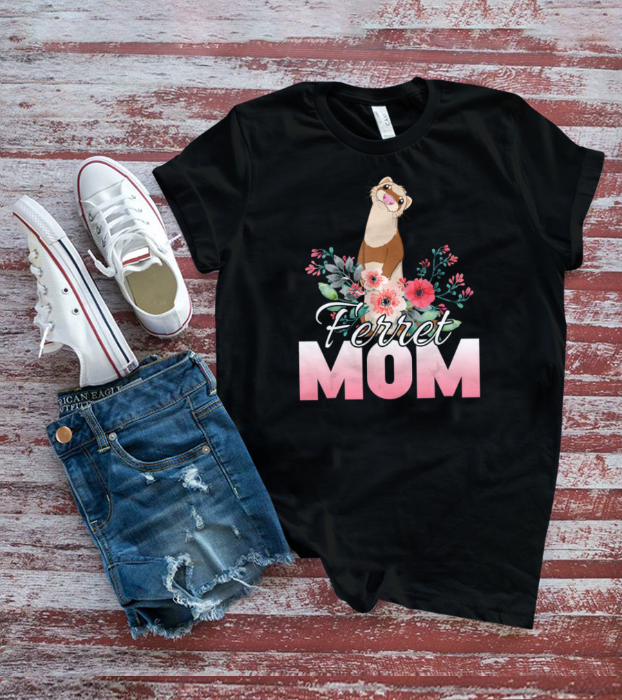 Ferret Mom Floral T-Shirt