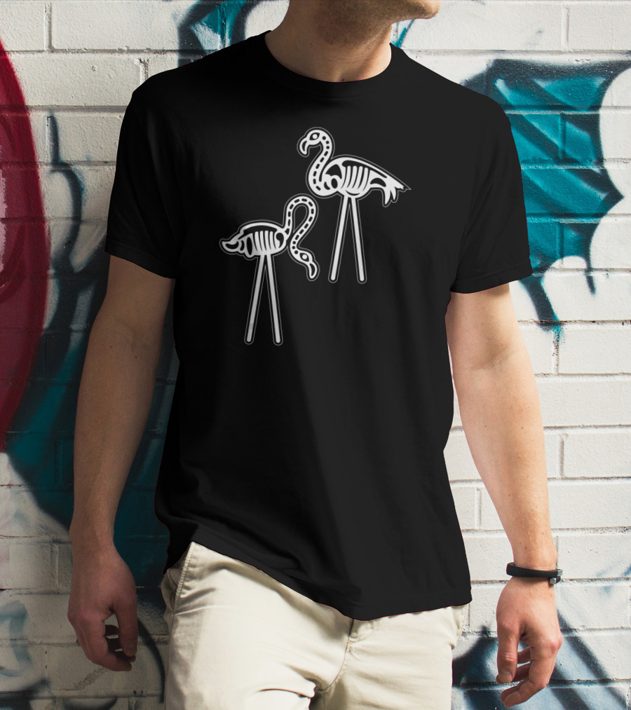 Flamingo Skeleton Funny Halloween Luau Party T-Shirt