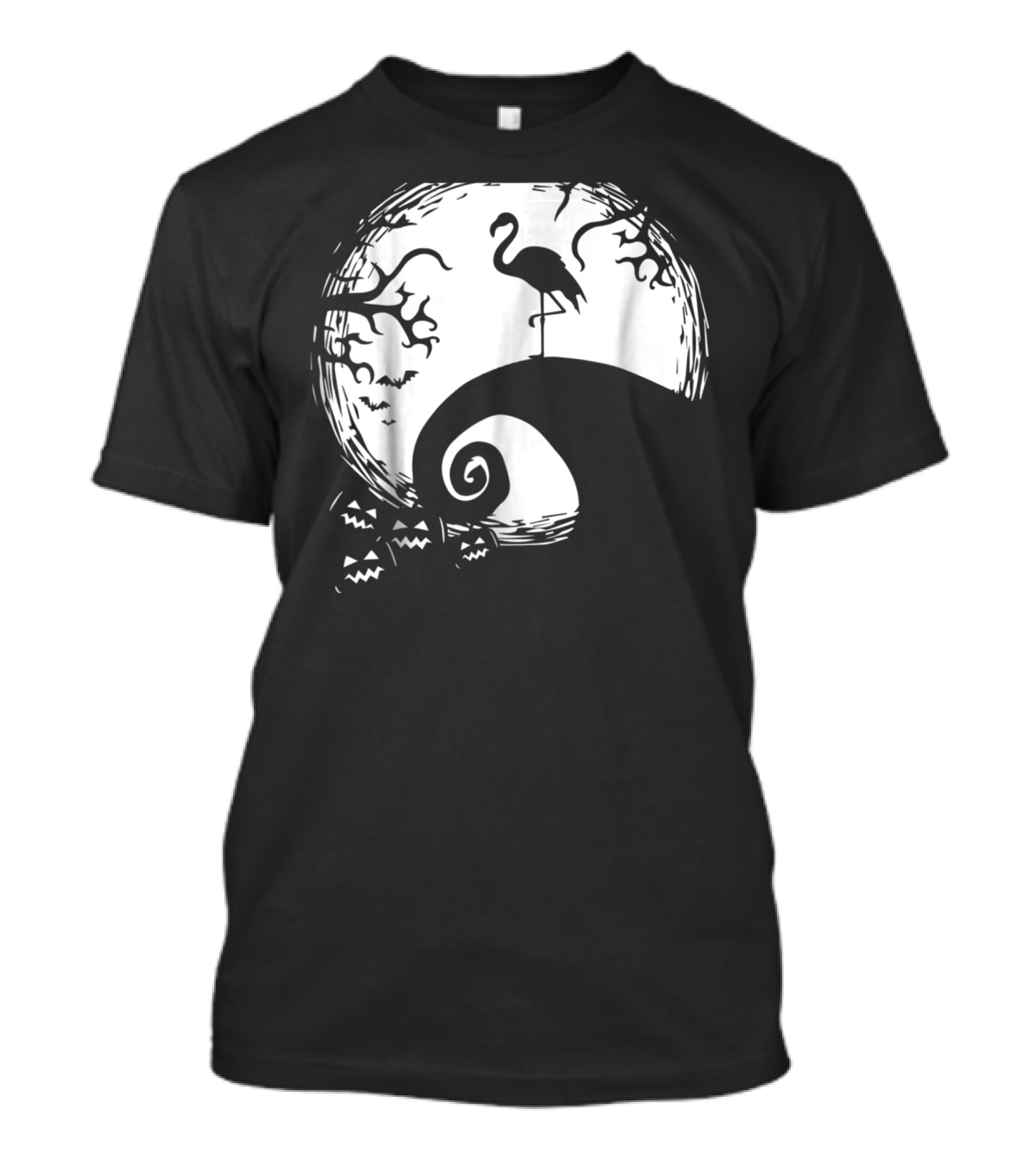 Nightmare Before Christmas Style Flamingo Moon Scene T-Shirt