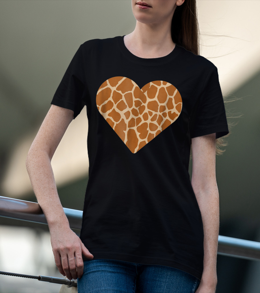 Giraffe Print Heart For Cute Giraffe Lover's Love T-Shirt