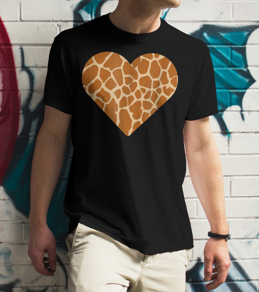 Giraffe Print Heart For Cute Giraffe Lover's Love T-Shirt