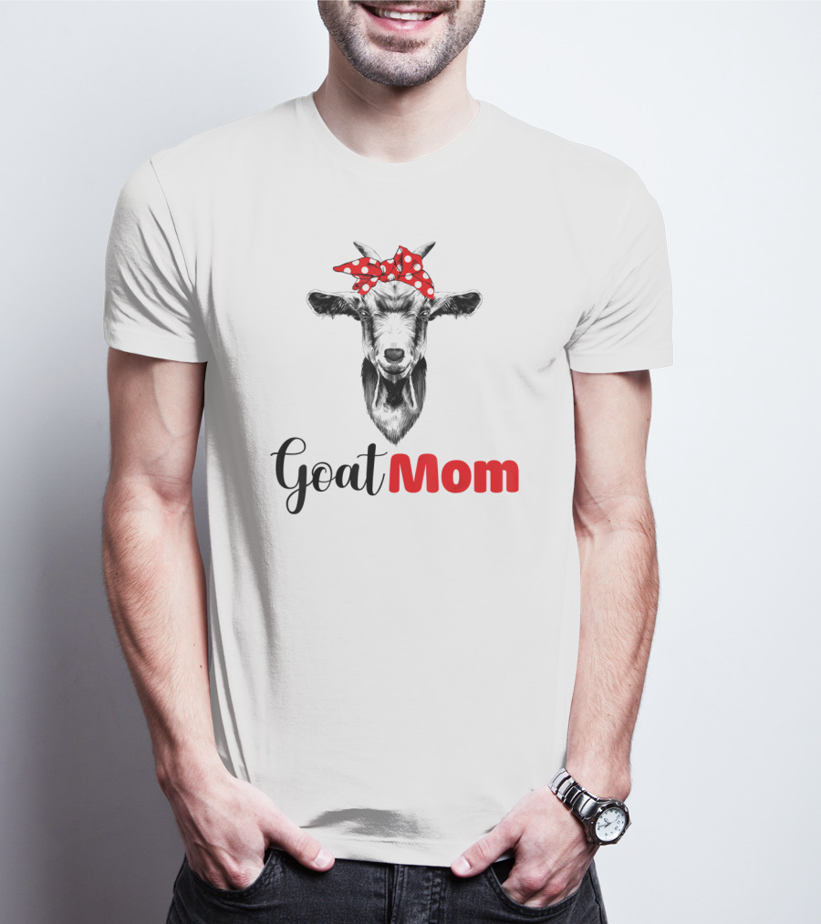 Funny Goat Mom Lovers Girl Polka Dot Bow T-Shirt