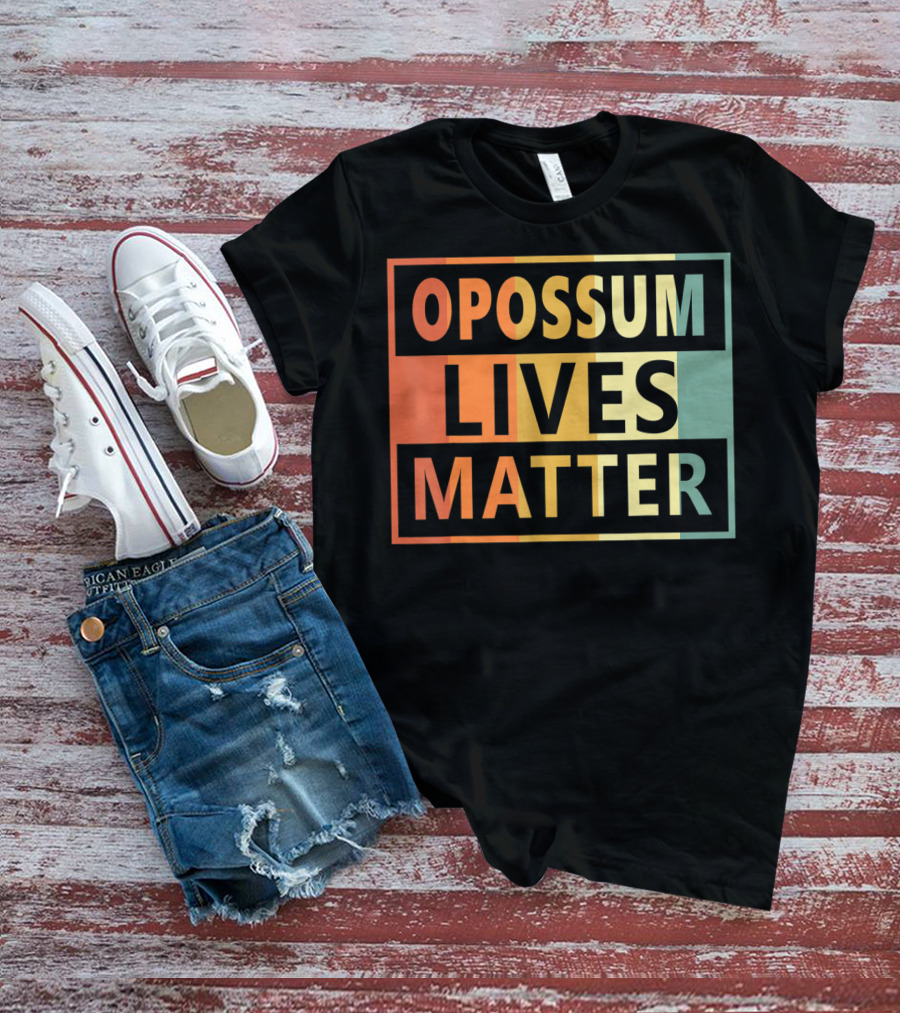 Opossum Lives Matter Vintage Vegan Opossum Lover Retro Stripes T-Shirt