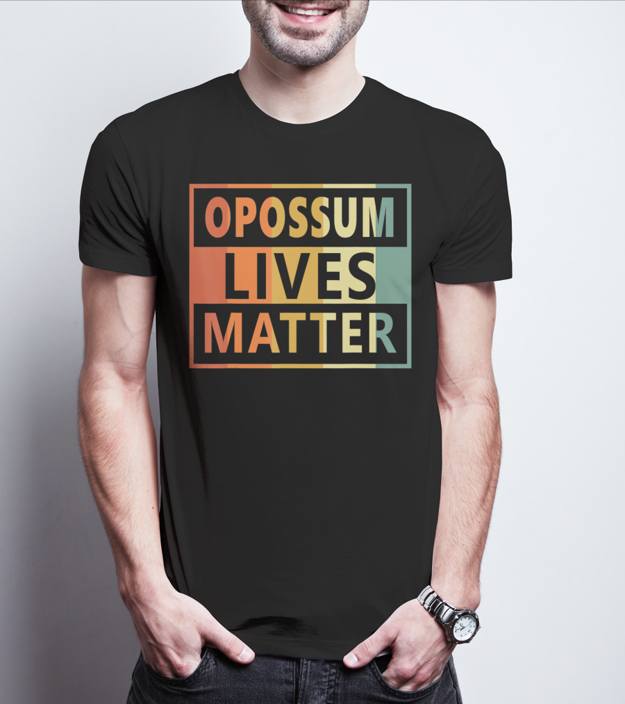 Opossum Lives Matter Vintage Vegan Opossum Lover Retro Stripes T-Shirt