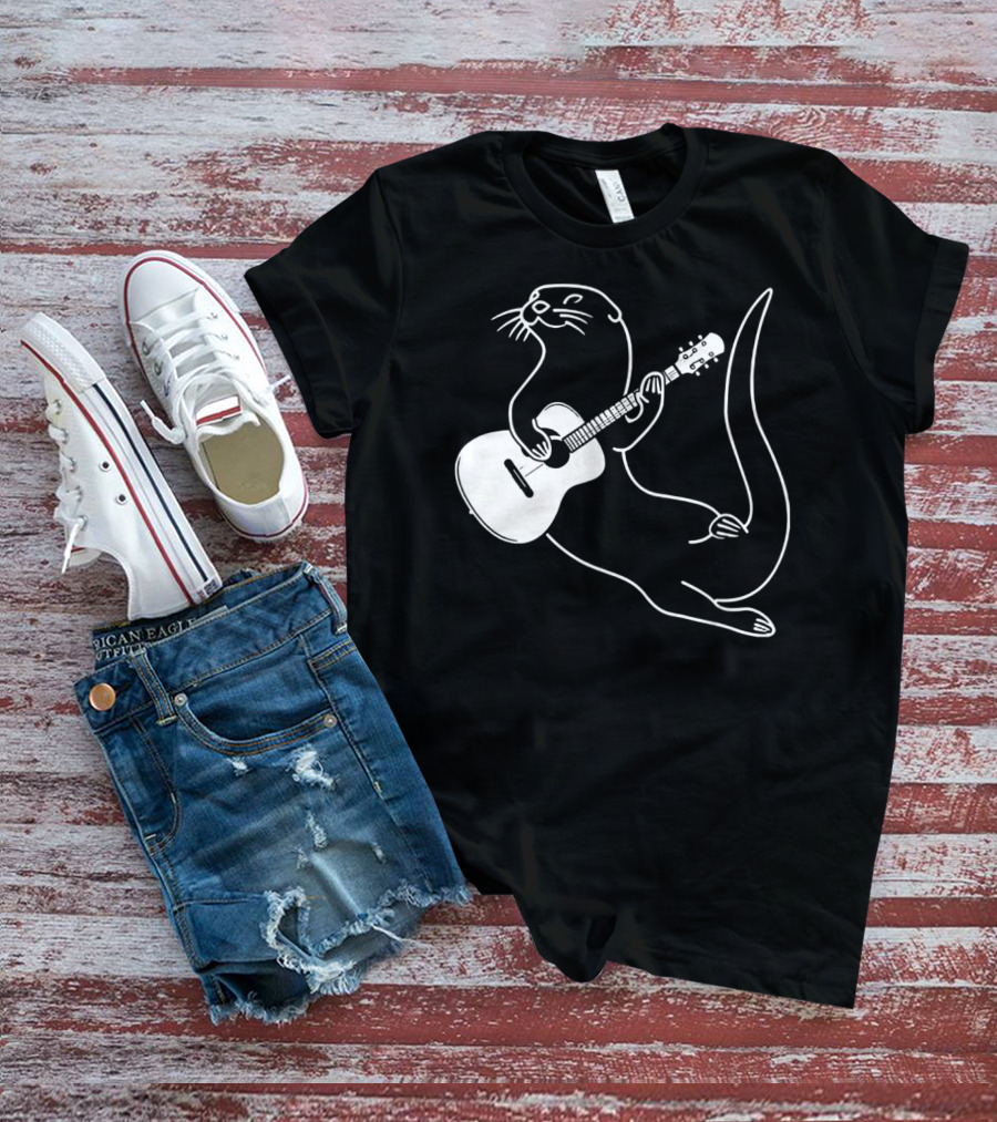 Guitar Playing Otter Music Cool Fun T-Shirt
