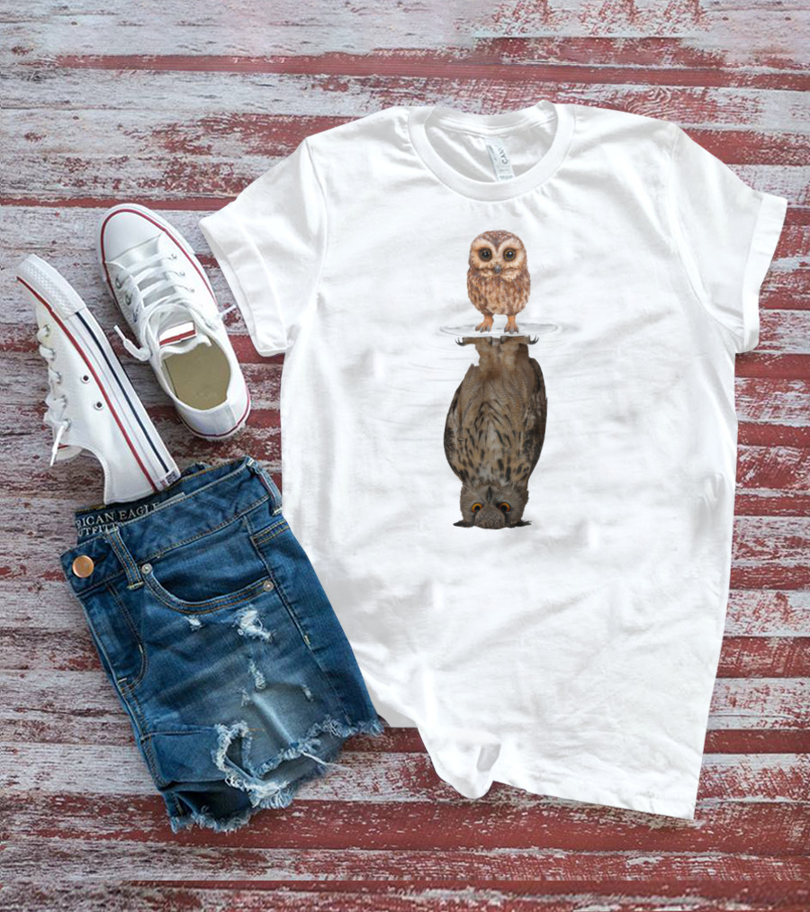 Owl Mirror Evolution Reflection Transformation T-Shirt