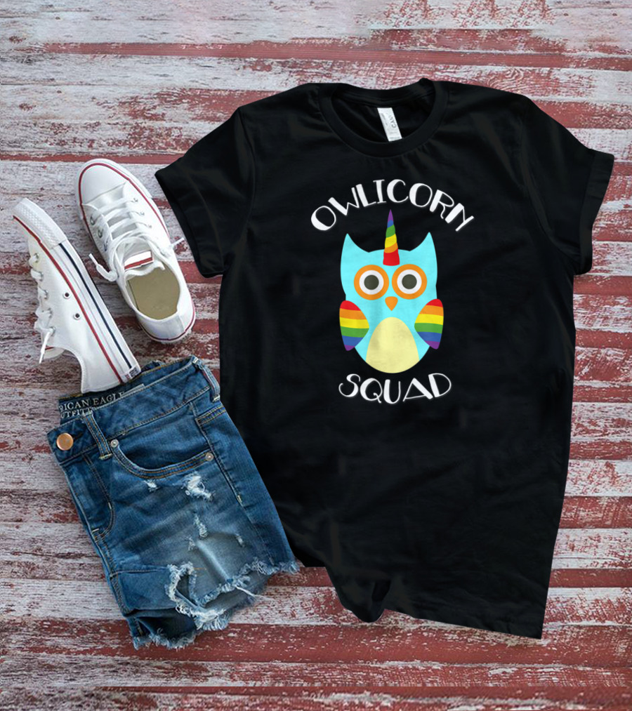 Owlicorn Rainbow Owl Unicorn Squad T-Shirt
