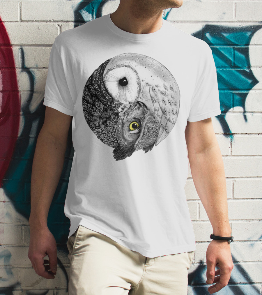 Yin Yang Black And White Owl T-Shirt