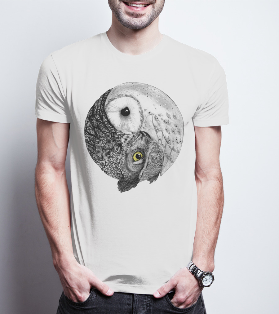 Yin Yang Black And White Owl T-Shirt