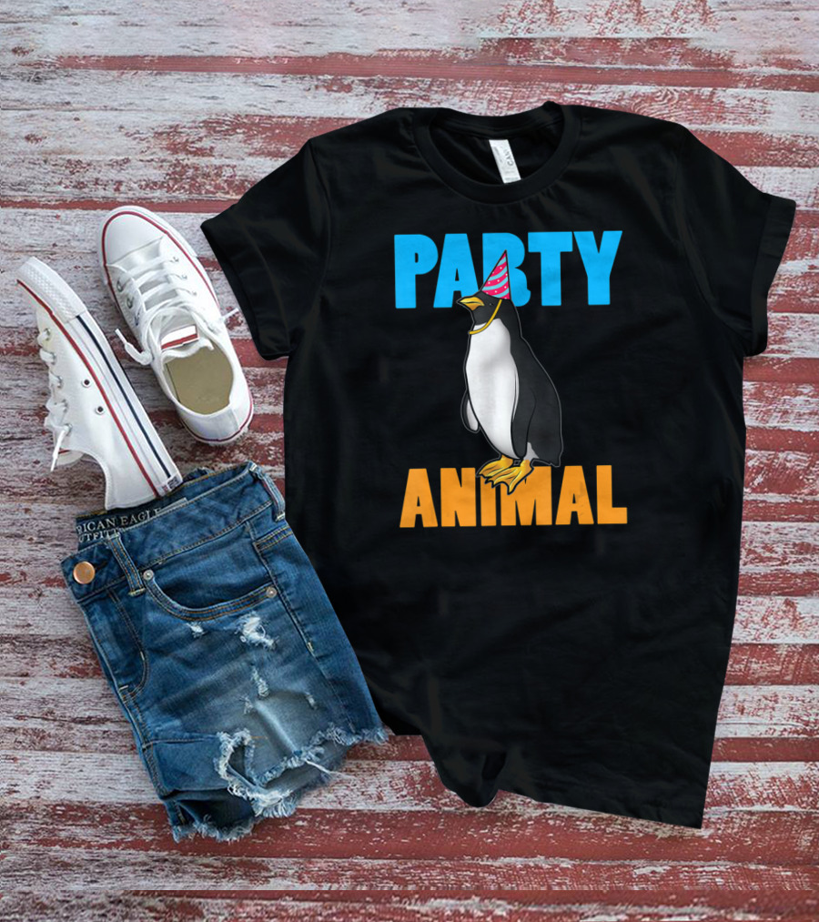 Party Animal Penguin Funny Birthday Meme T-Shirt