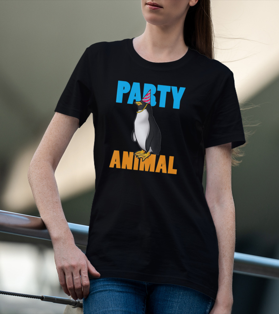 Party Animal Penguin Funny Birthday Meme T-Shirt