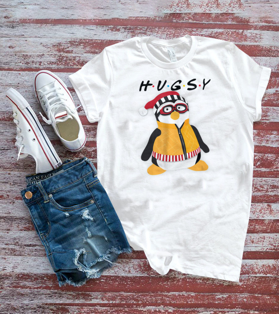 Hugsy Penguin With Santa Hat And Glasses T-Shirt