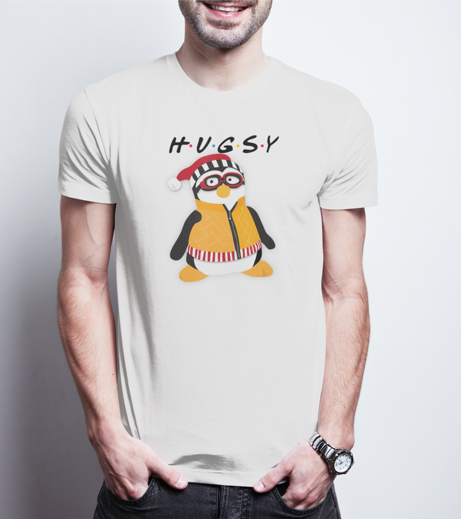 Hugsy Penguin With Santa Hat And Glasses T-Shirt