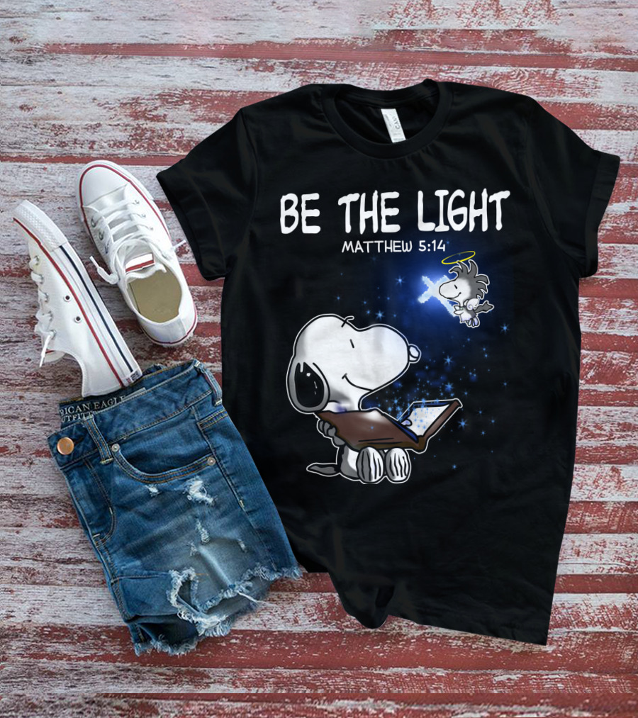 Be The Light Matthew 5:14 Snoopy The Peanuts Movie Woodstock Angel T-Shirt