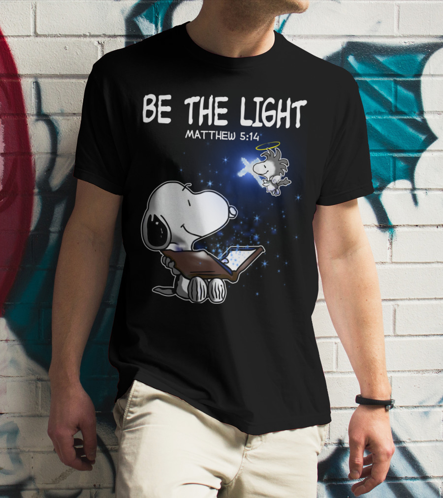 Be The Light Matthew 5:14 Snoopy The Peanuts Movie Woodstock Angel T-Shirt