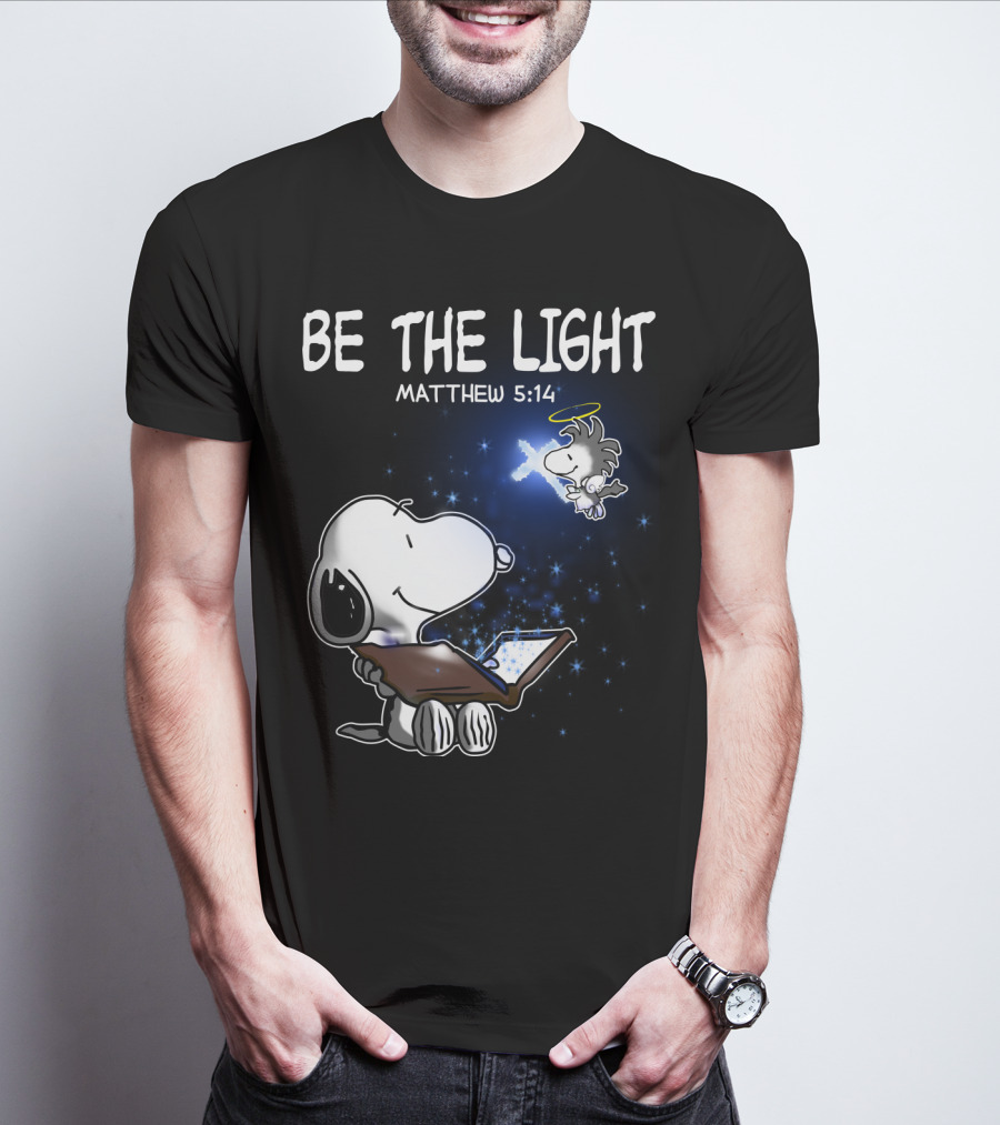 Be The Light Matthew 5:14 Snoopy The Peanuts Movie Woodstock Angel T-Shirt