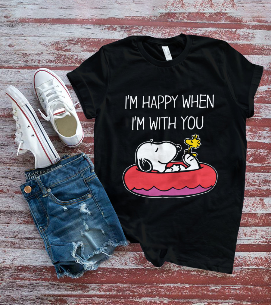 I'm Happy When I'm With You Snoopy And Woodstock Peanuts Float T-Shirt
