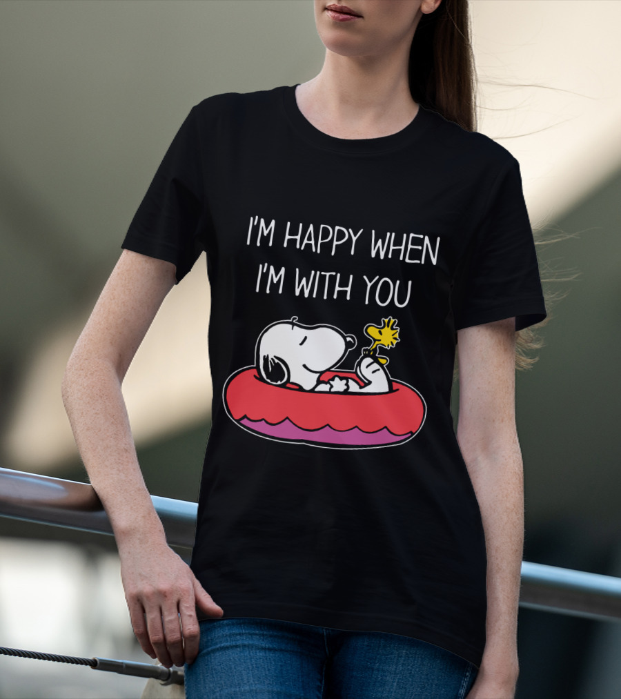 I'm Happy When I'm With You Snoopy And Woodstock Peanuts Float T-Shirt