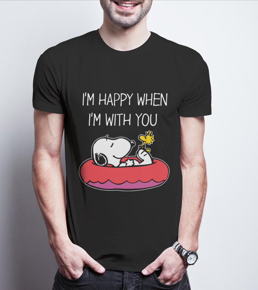 I'm Happy When I'm With You Snoopy And Woodstock Peanuts Float T-Shirt