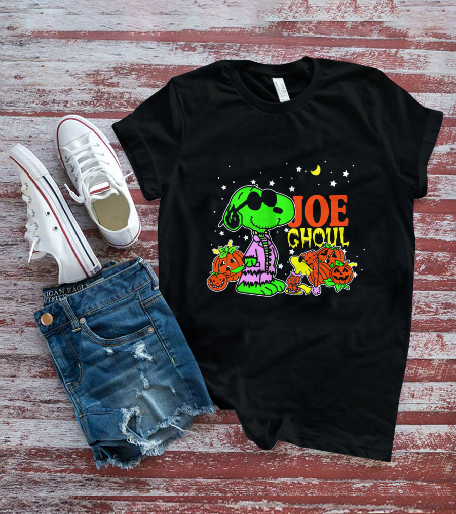 Joe Ghoul Halloween Snoopy Peanuts Pumpkins Moon Stars T-Shirt