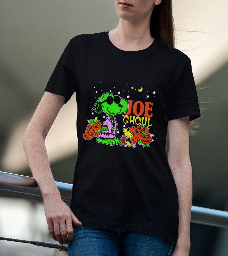 Joe Ghoul Halloween Snoopy Peanuts Pumpkins Moon Stars T-Shirt