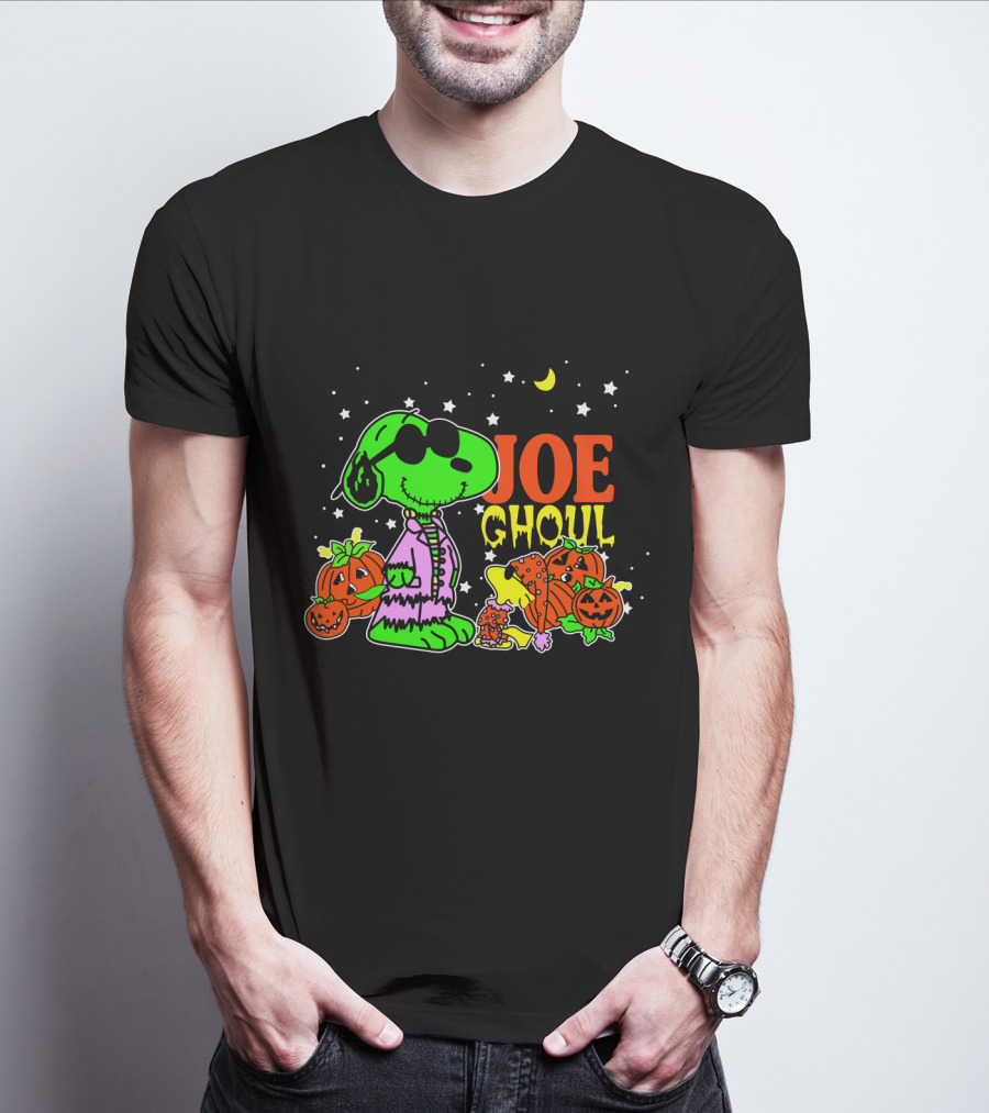 Joe Ghoul Halloween Snoopy Peanuts Pumpkins Moon Stars T-Shirt