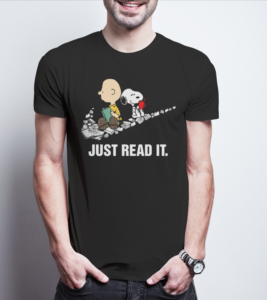 Just Read It Snoopy And Charlie Brown Peanuts Swoosh Books T-Shirt