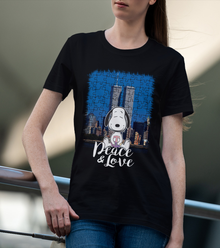 Peace And Love Snoopy 11th September The Peanuts Movie Twin Towers T-Shirt