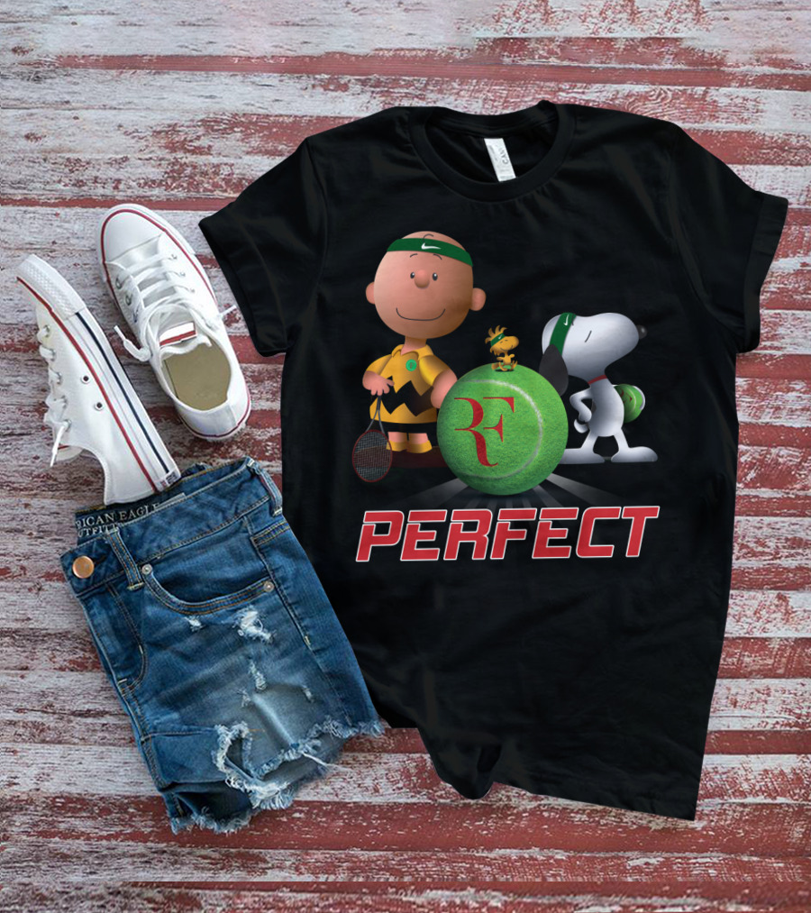 Perfect Roger Federer Tennis Pro Snoopy Charlie Brown Peanuts T-Shirt