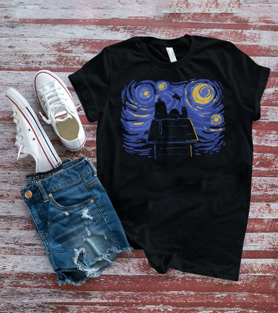Van Gogh Starry Night Snoopy Peanuts Iconic T-Shirt
