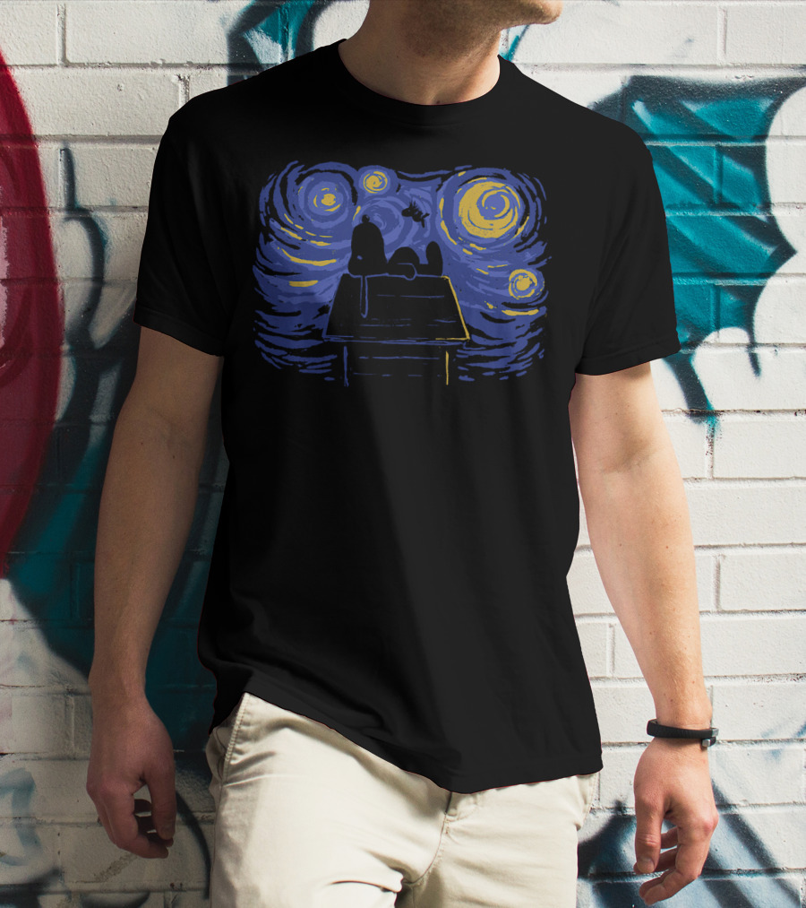 Van Gogh Starry Night Snoopy Peanuts Iconic T-Shirt