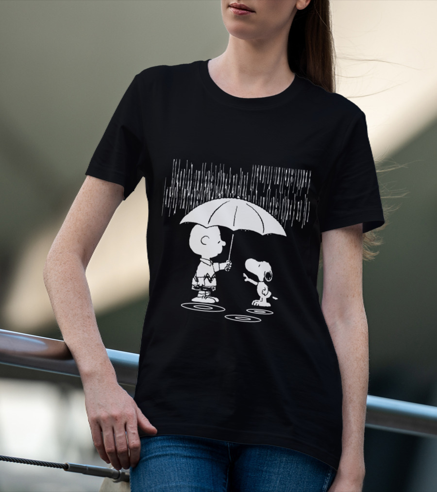 Waiting For You Under The Rainstorm Snoopy And Charlie Brown The Peanuts Movie T-Shirt
