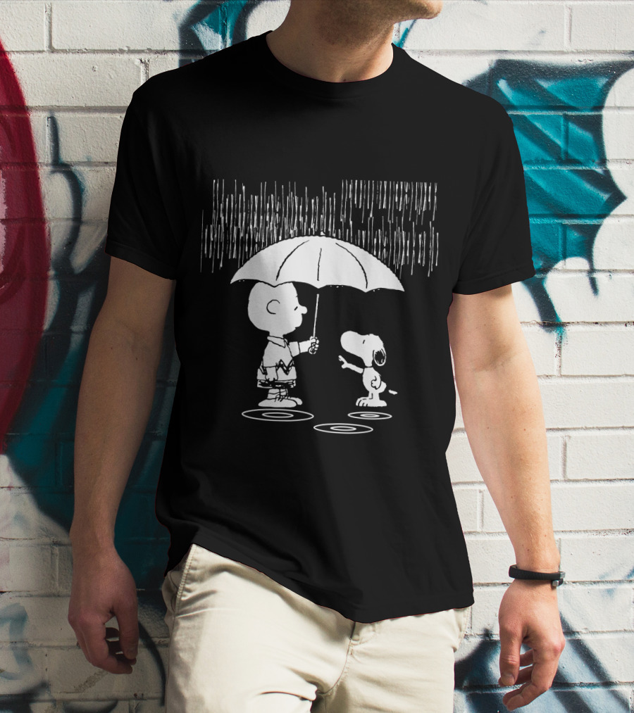 Waiting For You Under The Rainstorm Snoopy And Charlie Brown The Peanuts Movie T-Shirt