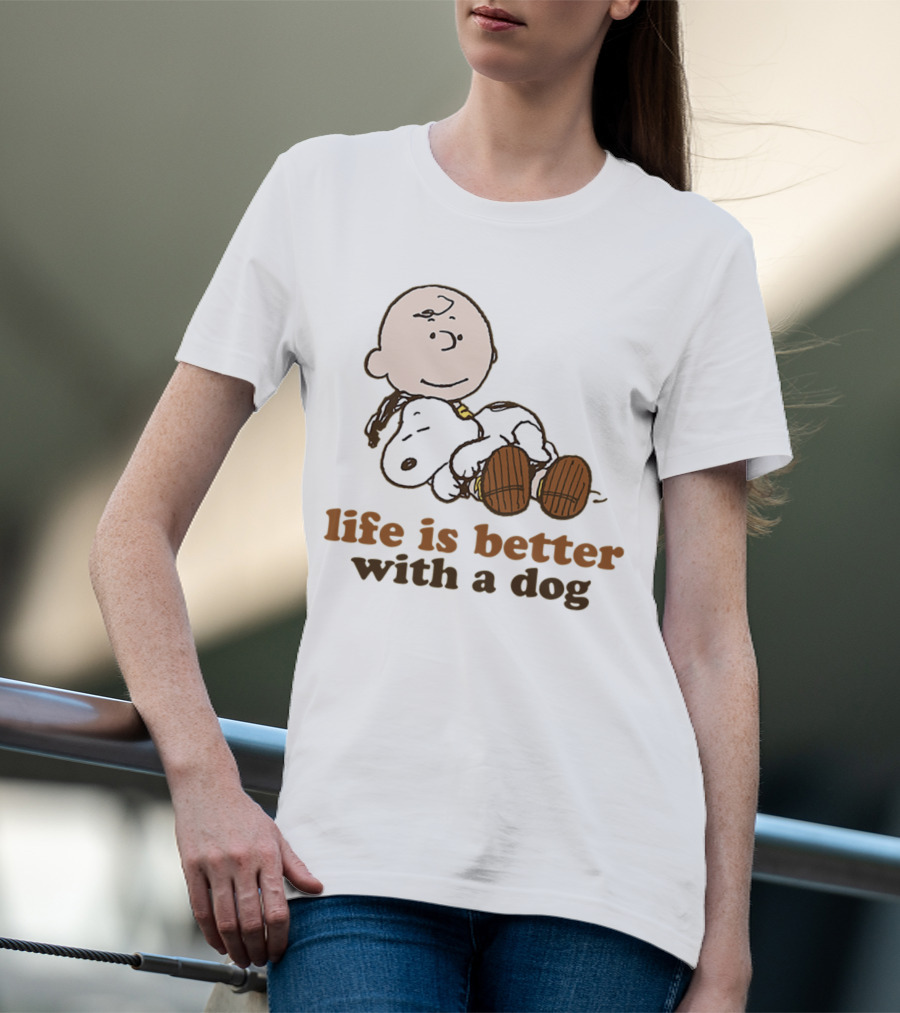 Life Is Better With A Dog Snoopy Charlie Brown Peanuts T-Shirt