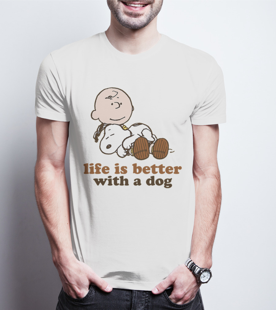 Life Is Better With A Dog Snoopy Charlie Brown Peanuts T-Shirt