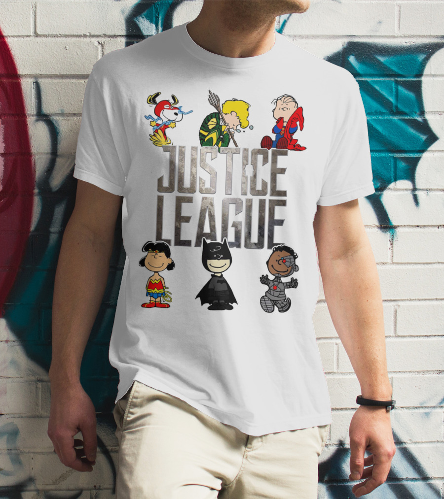 Justice League Peanuts Characters Featuring Snoopy Linus And Friends T-Shirt