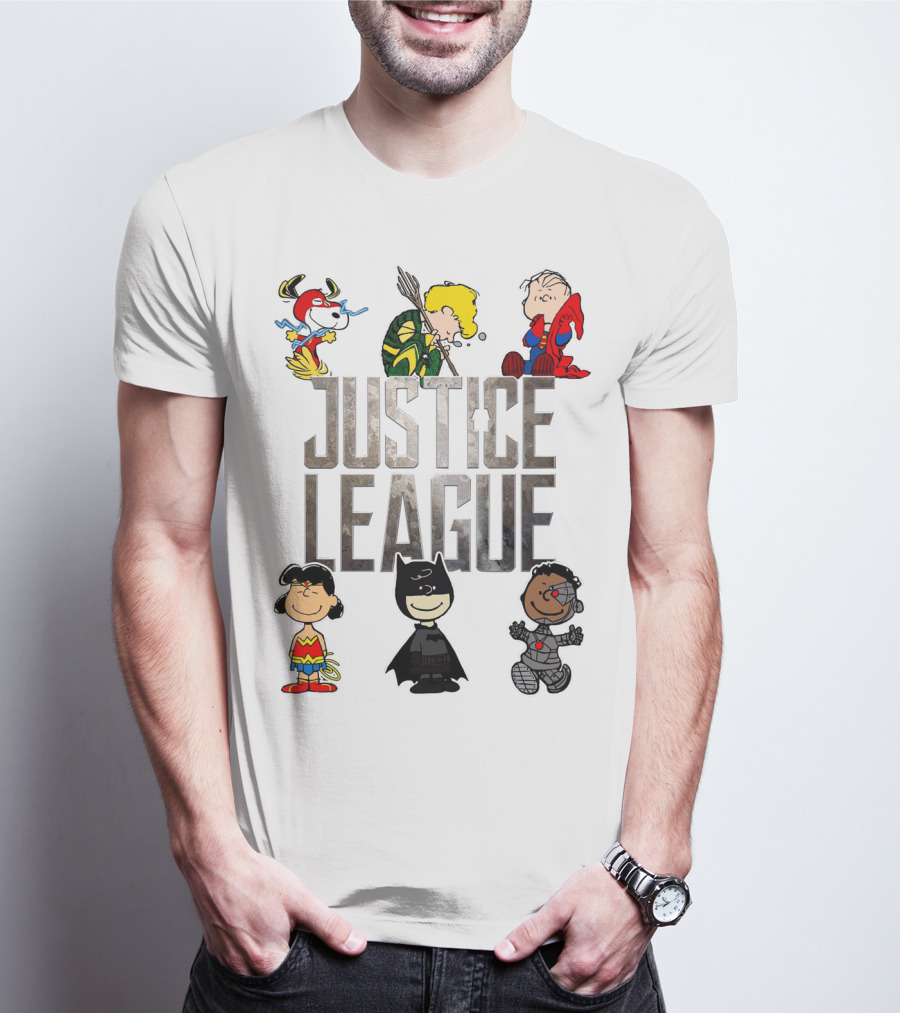 Justice League Peanuts Characters Featuring Snoopy Linus And Friends T-Shirt