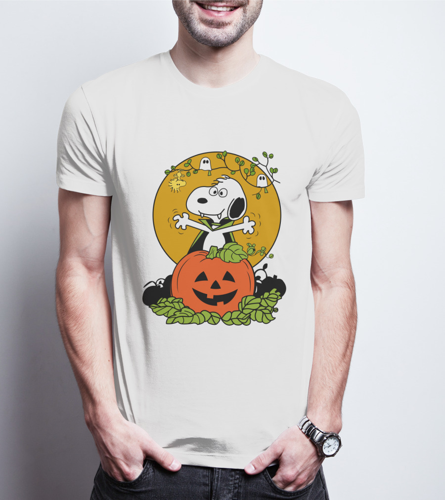 Pumpkin Halloween Snoopy Vampire Peanuts Movie Ghosts Jack-O'-Lantern T-Shirt