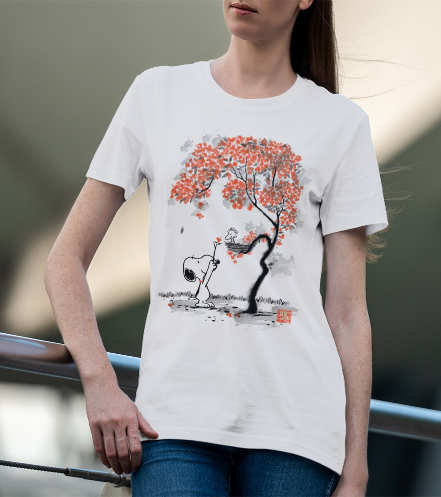 Snoopy Sumi E Tree Japanese Style The Peanuts Movie T-Shirt