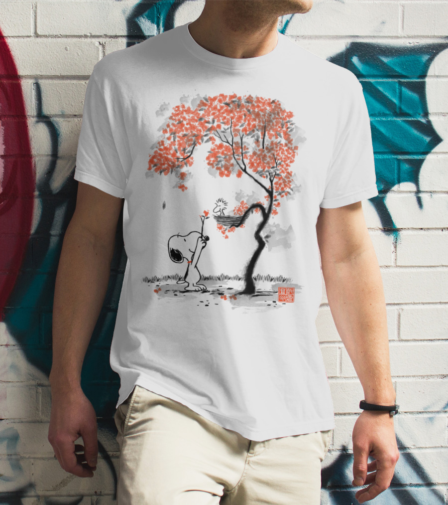 Snoopy Sumi E Tree Japanese Style The Peanuts Movie T-Shirt